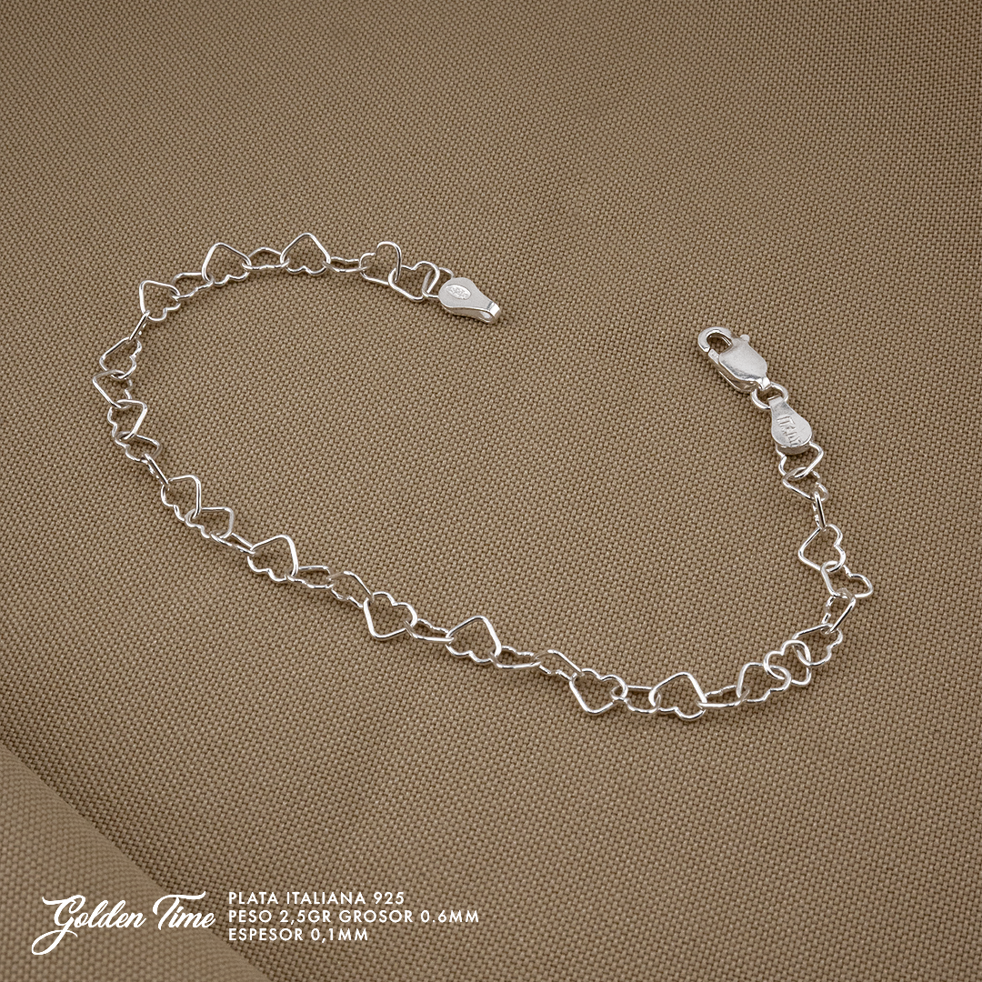 PULSERA CORAZONES PESO 2,5 GR GROSOR 0,1 MM