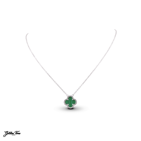 CADENA TRÉBOL MALAQUITA MAJESTIC