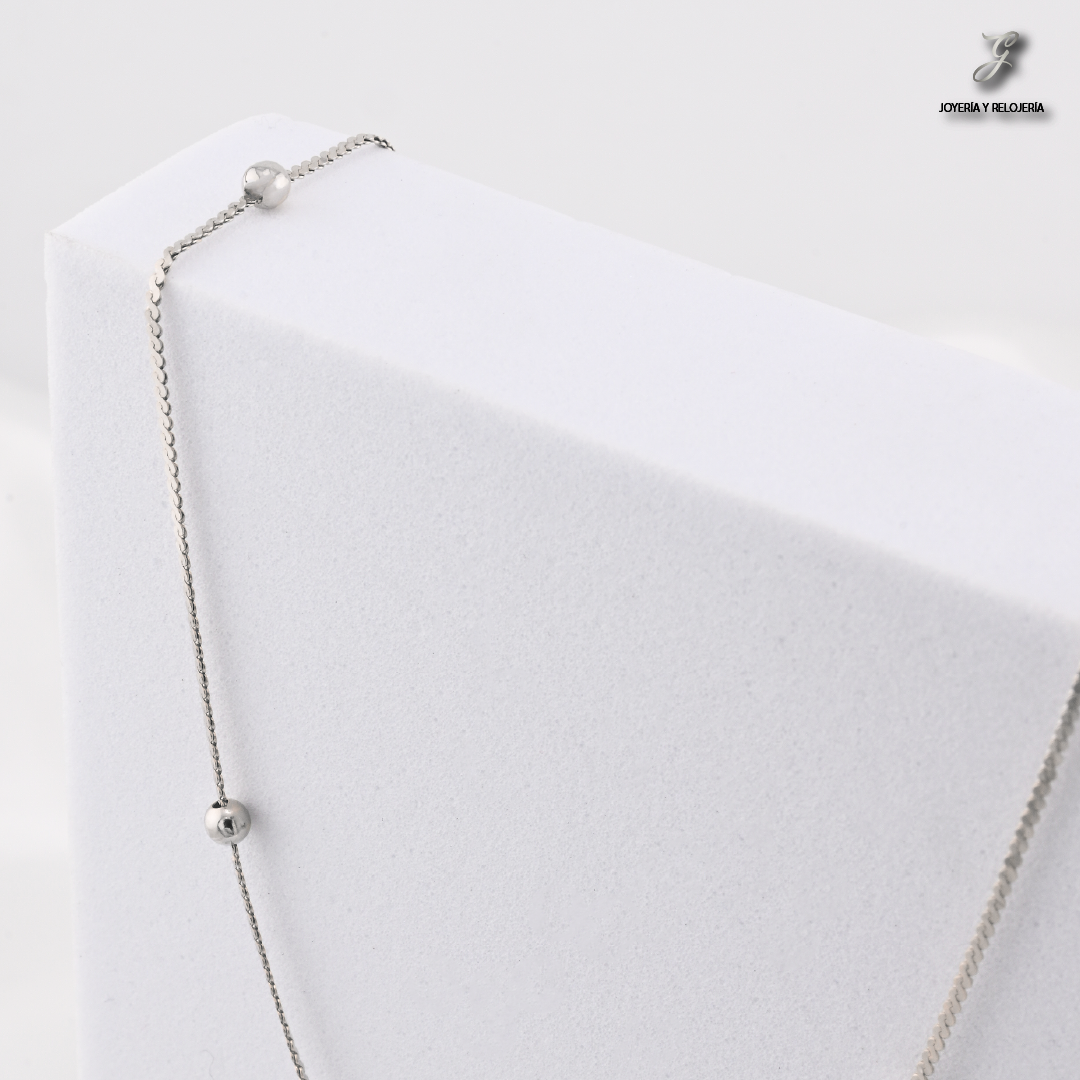 CADENA DE ORO BLANCO CON BALINES