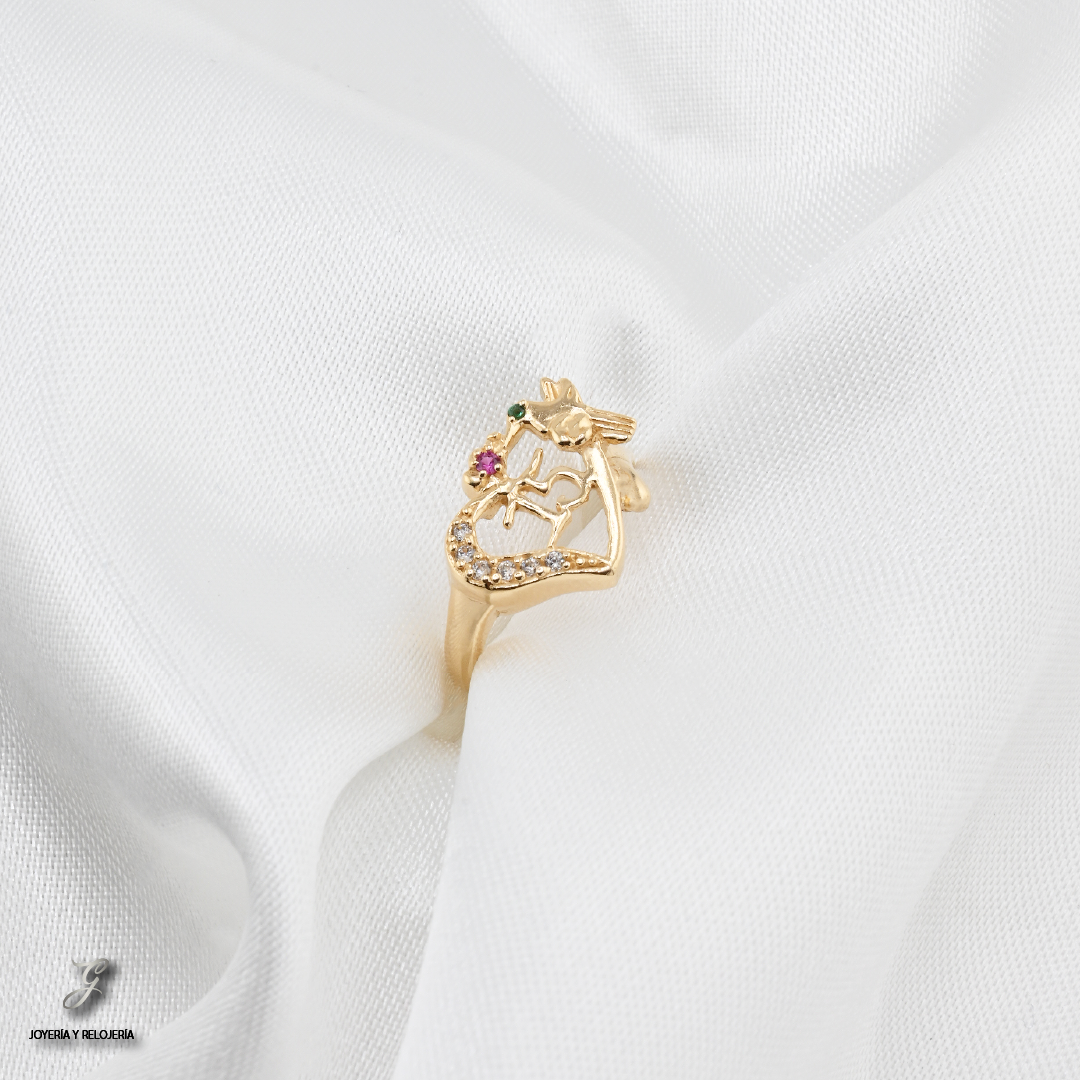 ANILLO QUINCEAÑERA CORAZÓN DE COLIBRÍ