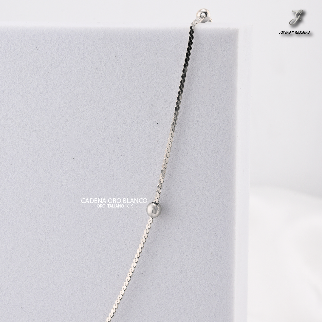 CADENA DE ORO BLANCO CON BALINES
