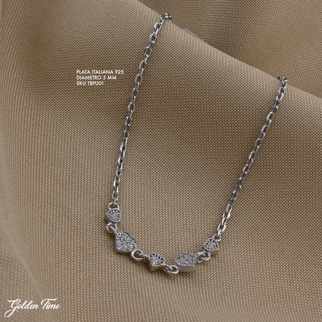 TOBILLERA CORAZONES BRILLANTES