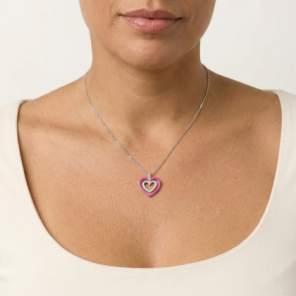 CADENA CORAZÓN DOBLE INFINITO