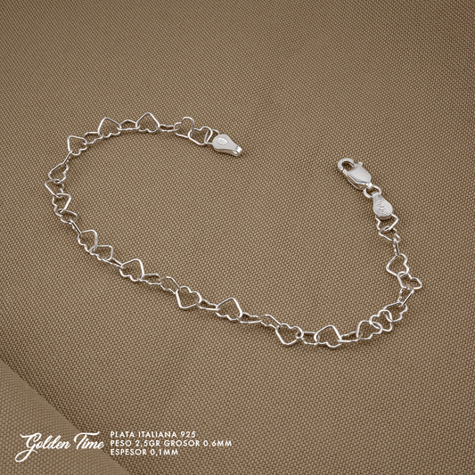 PULSERA CORAZONES PESO 2,5 GR GROSOR 0,1 MM