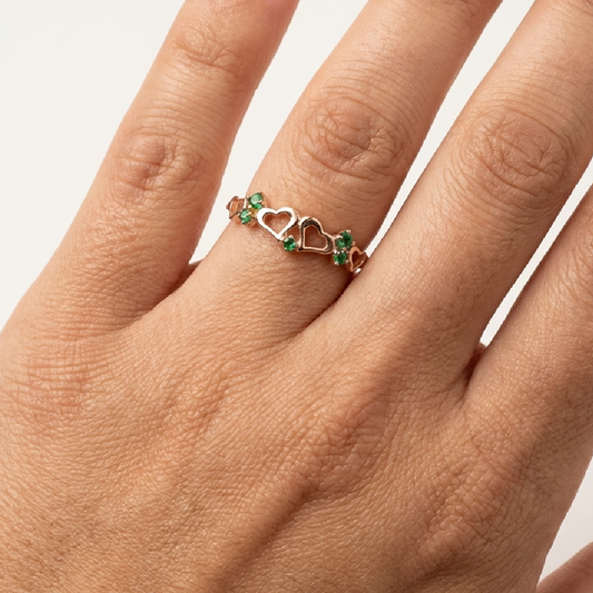 ANILLO CORAZÓN VERDE