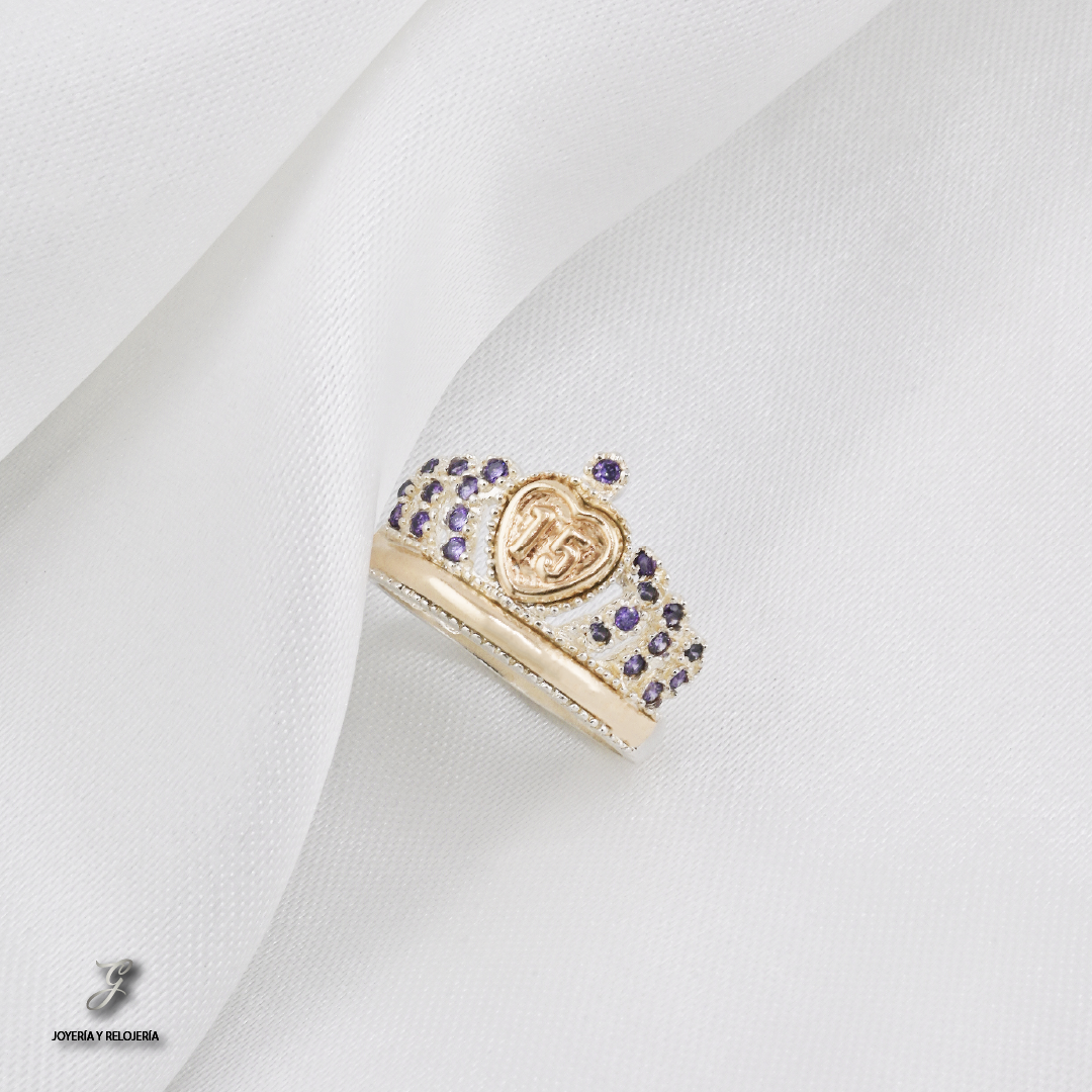 ANILLO DE XV AÑOS CORONA CLÁSICA 36