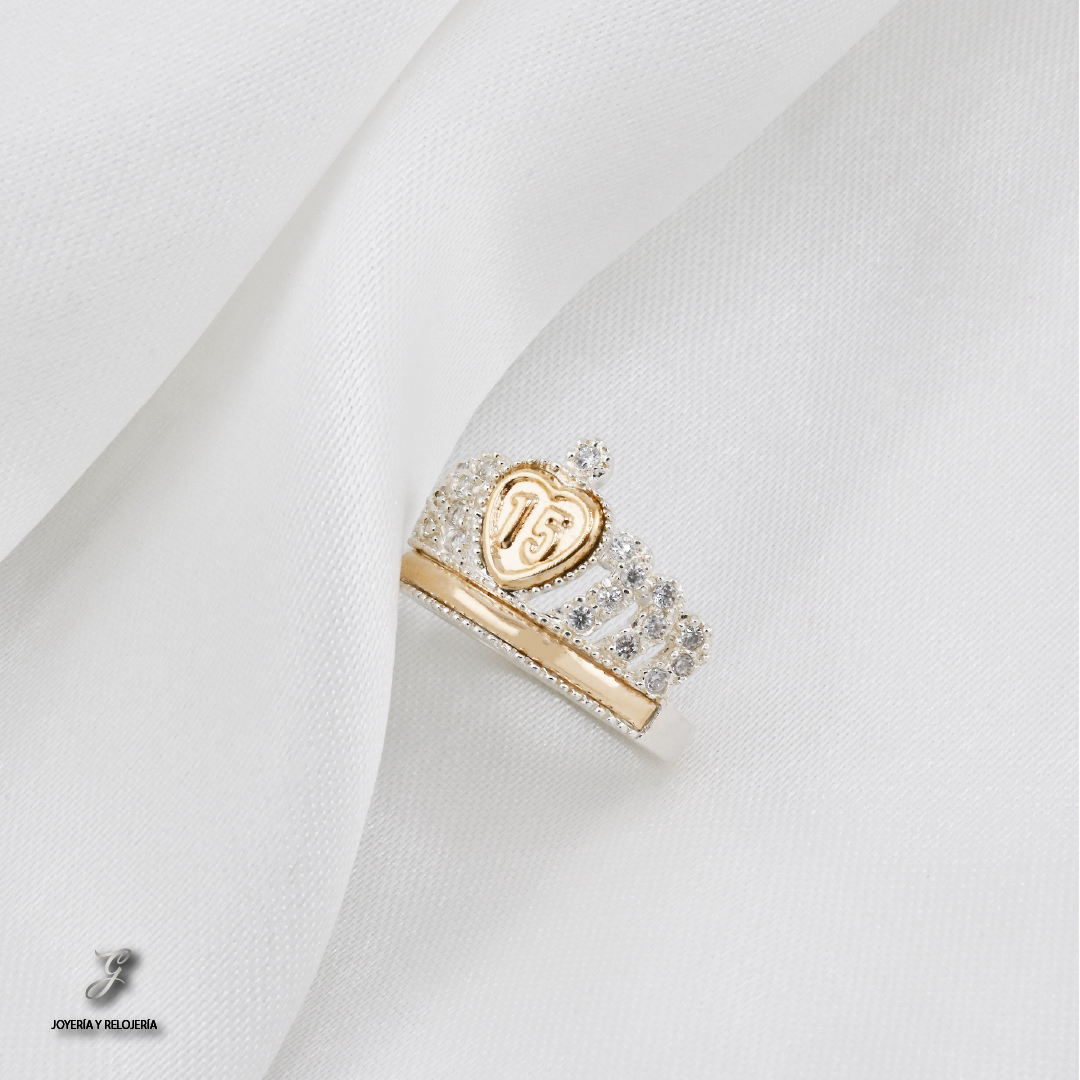 ANILLO DE XV AÑOS CORONA CLÁSICA 36
