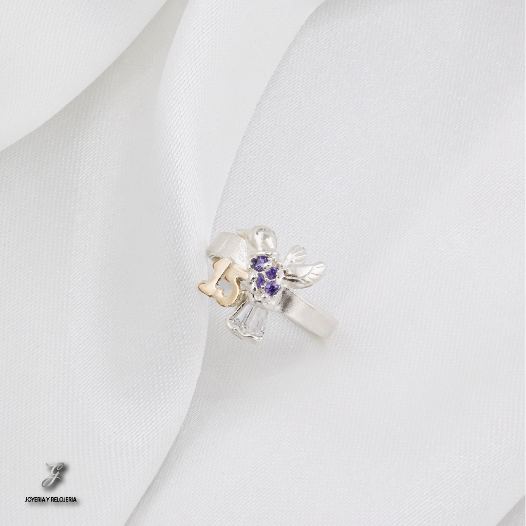 ANILLO DE XV AÑOS COLIBRÍ MÁGICO 08