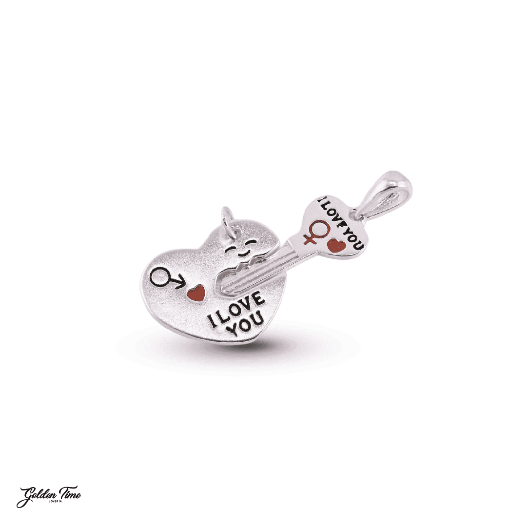 DIJE DÚO LLAVE Y CORAZÓN "I LOVE YOU"