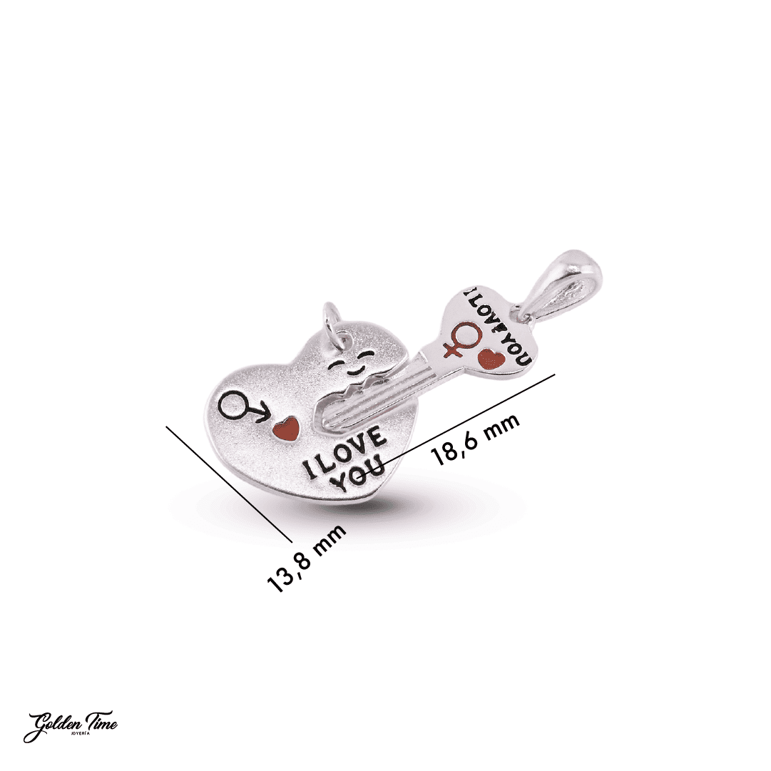 DIJE DÚO LLAVE Y CORAZÓN "I LOVE YOU"