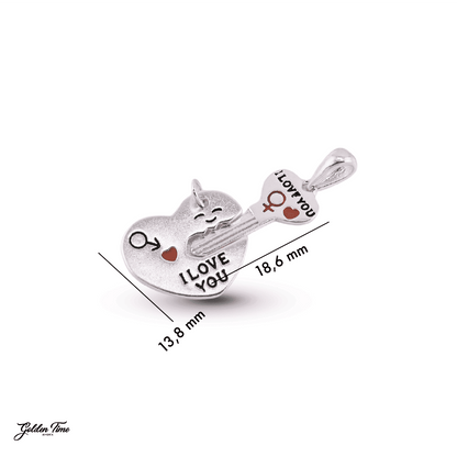 DIJE DÚO LLAVE Y CORAZÓN "I LOVE YOU"