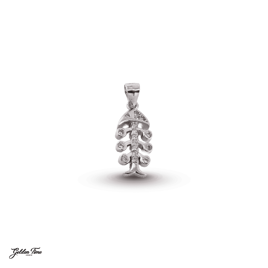 DIJE ESQUELETO DE PEZ BRILLANTE
