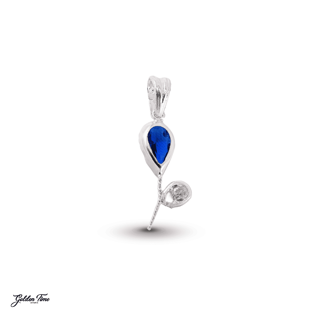 DIJE FLOR DE CRISTAL AZUL