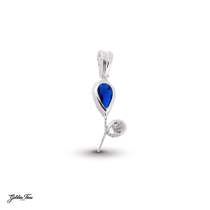 DIJE FLOR DE CRISTAL AZUL