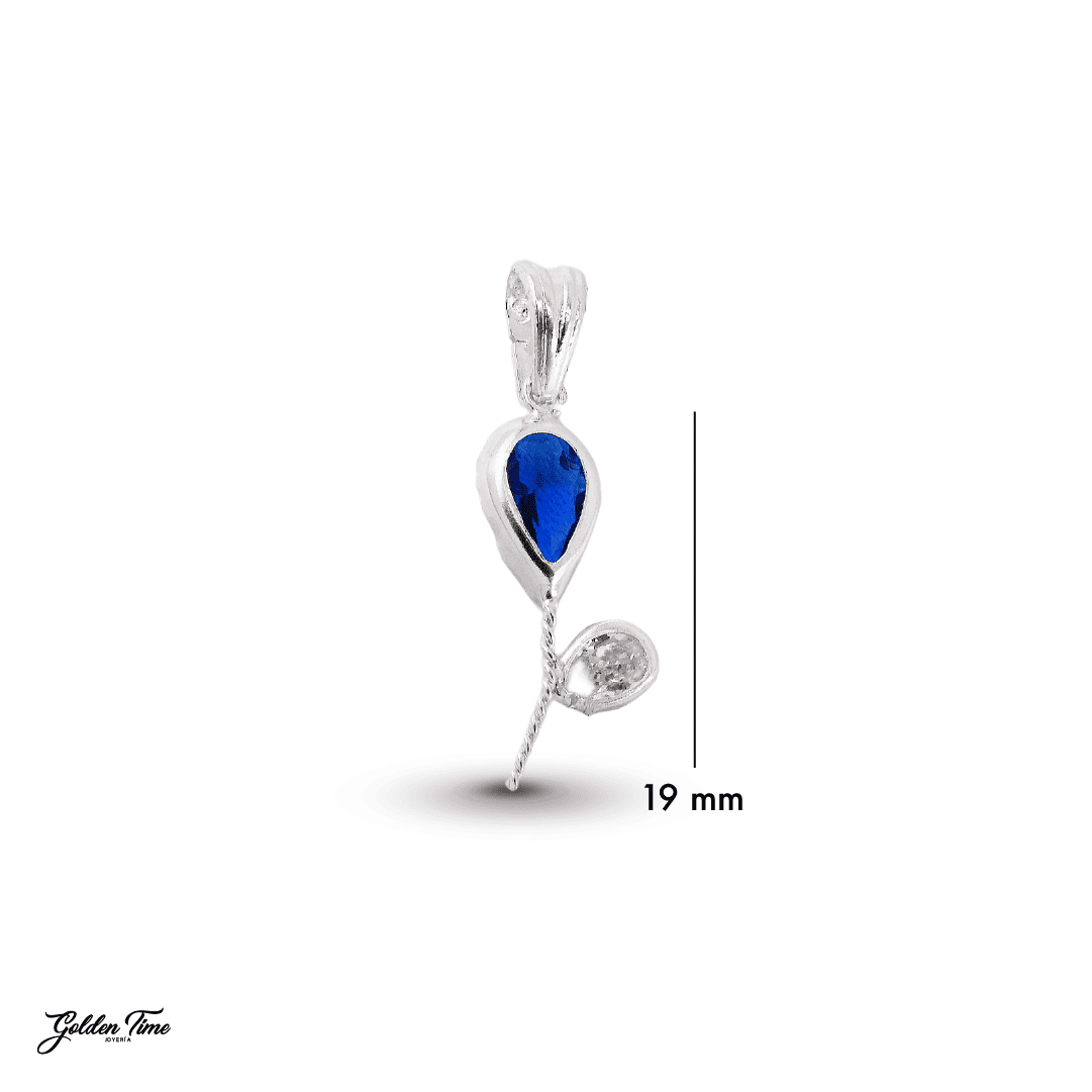 DIJE FLOR DE CRISTAL AZUL