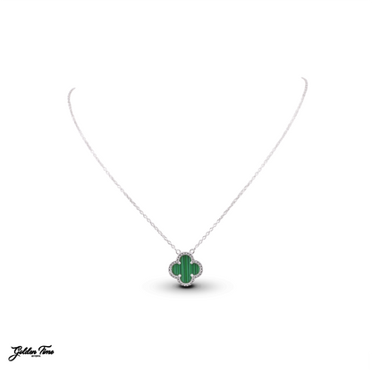 CADENA TRÉBOL MALAQUITA MAJESTIC