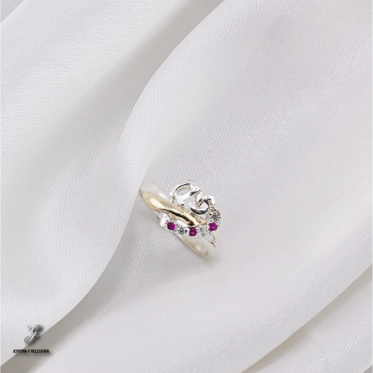 ANILLO DE XV AÑOS CORAZÓN DE LUZ 12