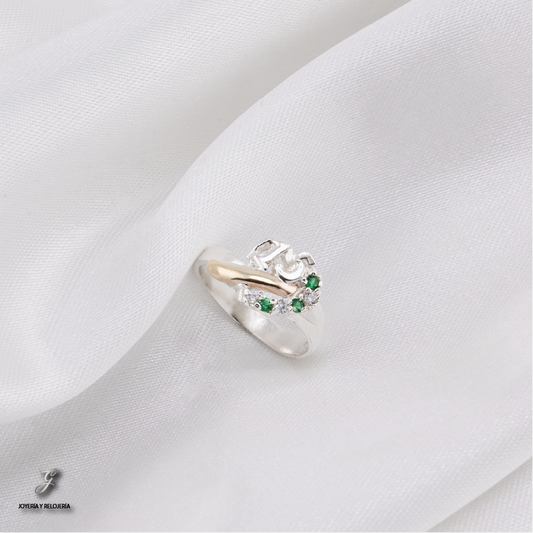 ANILLO DE XV AÑOS CORAZÓN DE LUZ 12