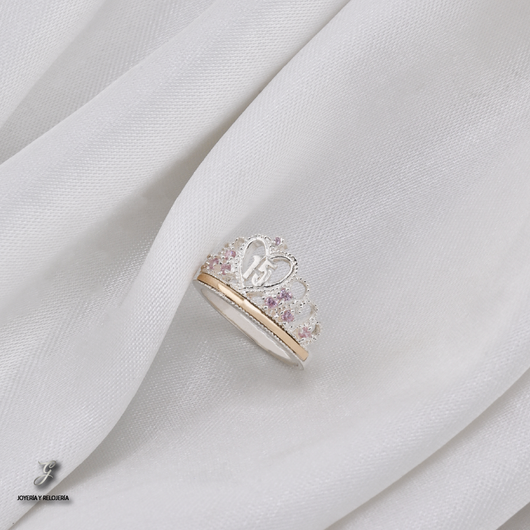 ANILLO DE XV AÑOS CORONA LUMIER 38