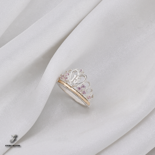 ANILLO DE XV AÑOS CORONA LUMIER 38