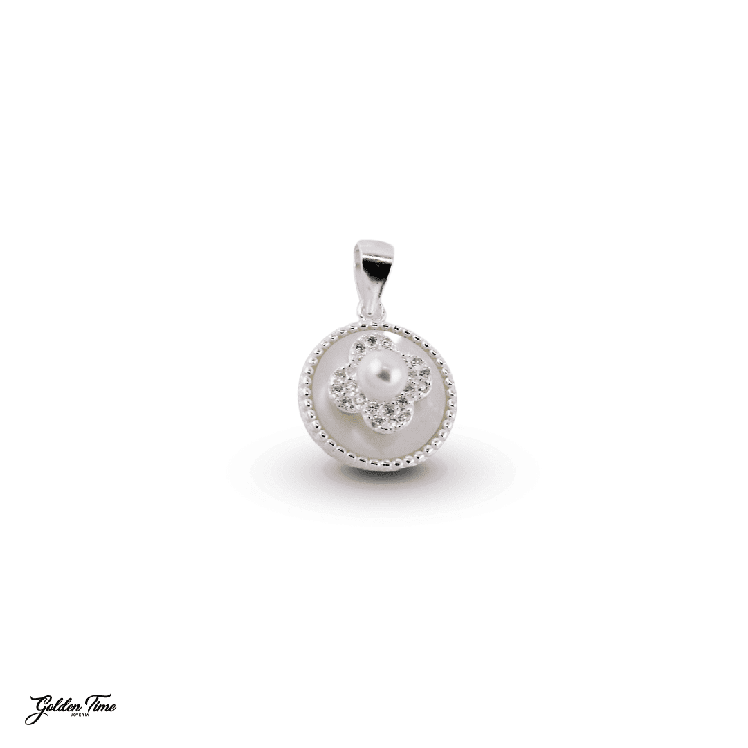DIJE MEDALLA "FLOR DE NÁCAR"