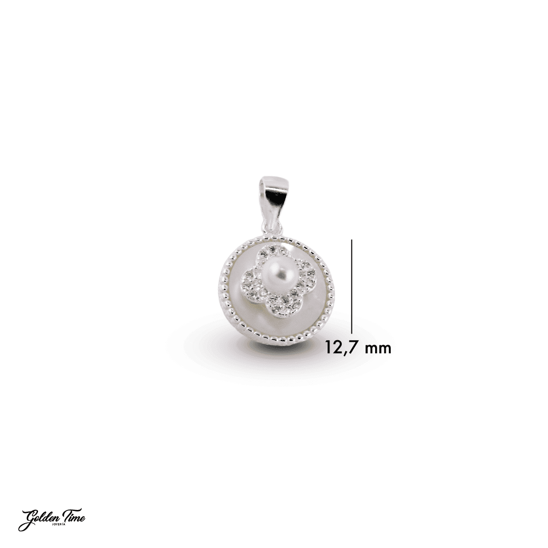 DIJE MEDALLA "FLOR DE NÁCAR"