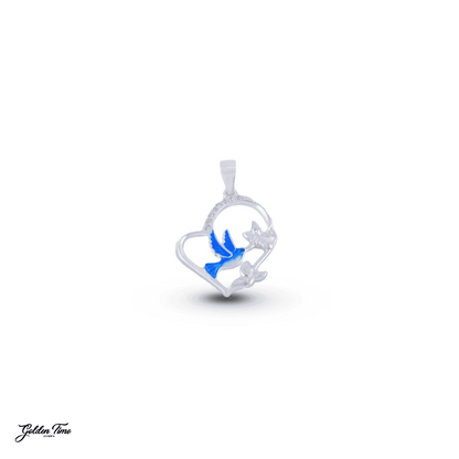 DIJE CORAZÓN COLIBRI
