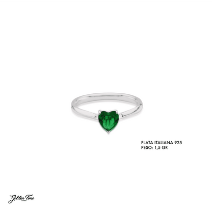 ANILLO MINI CORAZÓN VERDE
