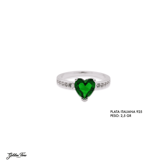 ANILLO CORAZÓN ESMERALDA