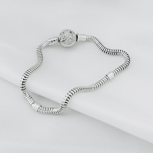 BRAZALETE CIERRE DE ESFERA CORAZÓN PAVÉ
