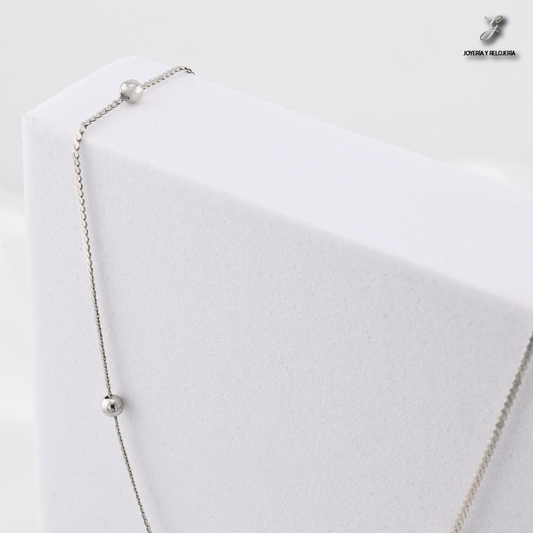 CADENA DE ORO BLANCO CON BALINES