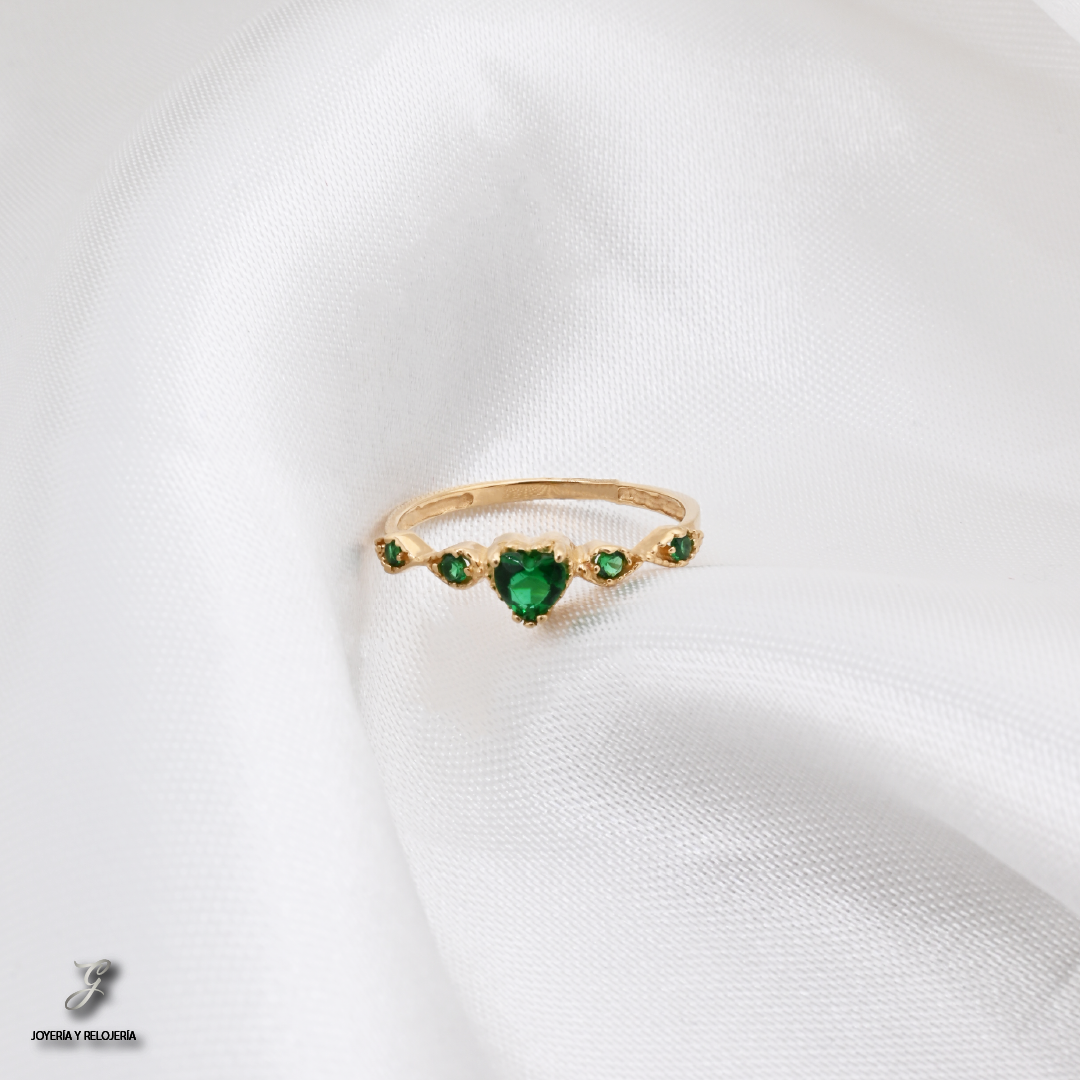 ANILLO CORAZÓN VERDE