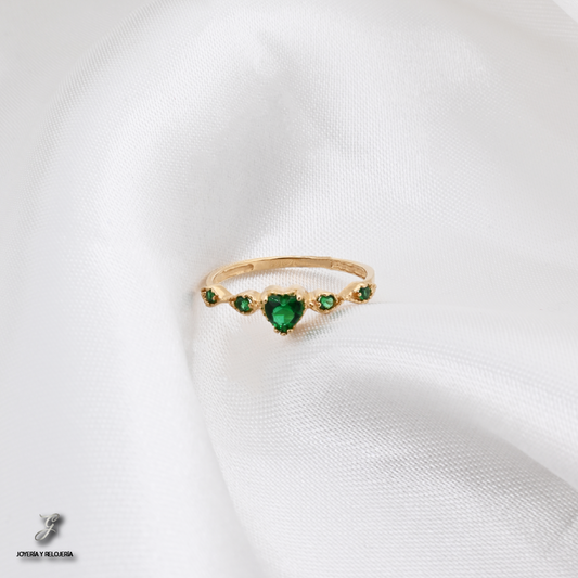 ANILLO CORAZÓN VERDE
