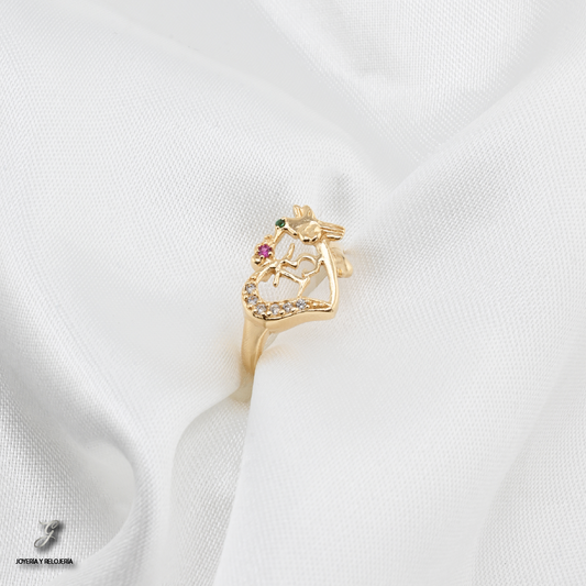 ANILLO QUINCEAÑERA CORAZÓN DE COLIBRÍ