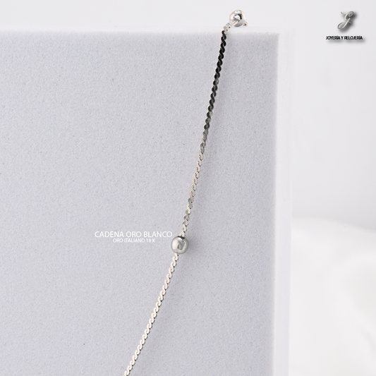 CADENA DE ORO BLANCO CON BALINES