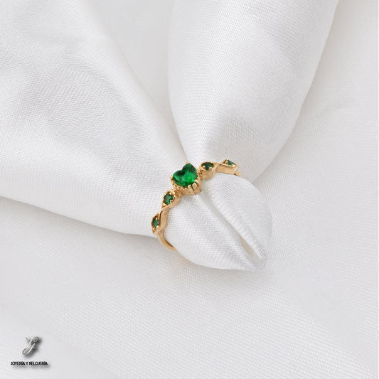 ANILLO CORAZÓN VERDE