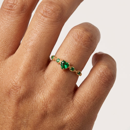 ANILLO CORAZÓN VERDE