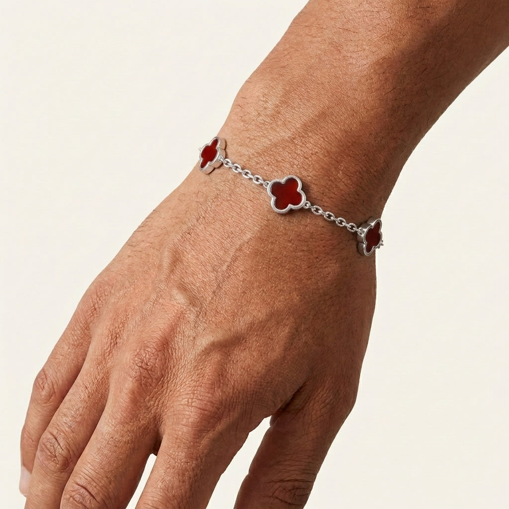 PULSERA MULTI-TRÉBOL MALAQUITA UNISEX